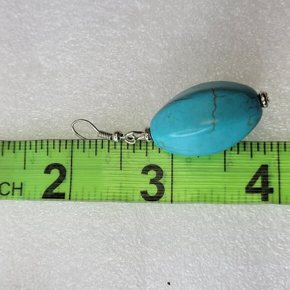 Turquoise Oval Faceted Drop Earrings - Picture 10 of 13